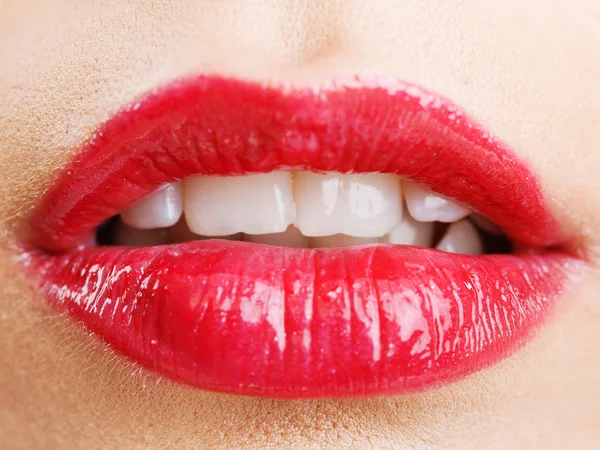 Lips with red lipstick Stock Photo