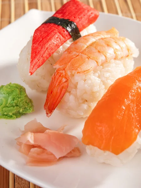 Three types of nigiri sushi Royalty Free Stock Images