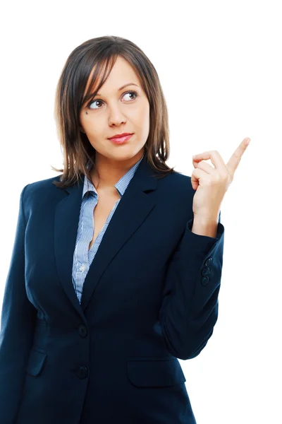 Businesswoman pointing with finger — Stock Photo, Image