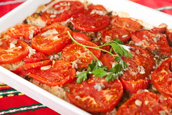 Auflauf mit Tomaten und Reis — Stockfoto