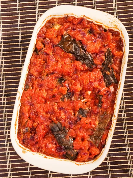 Eggplant casserole with tomatoes — Stock Photo, Image