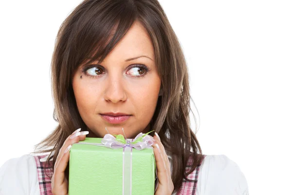 Young woman with present — Stock Photo, Image