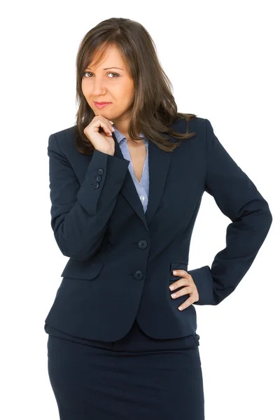 Mujer de negocios pensando aislado en blanco — Foto de Stock