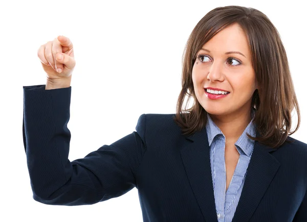 Businesswoman pointing with finger — Stock Photo, Image