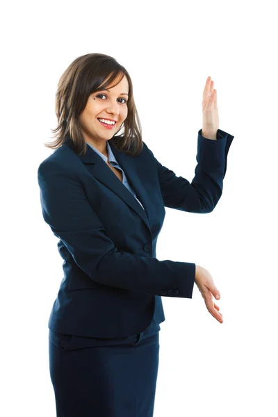 Businesswoman pointing with finger — Stock Photo, Image