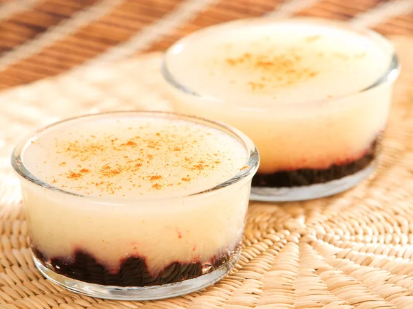 Pudding with blueberry jam — Stock Photo, Image