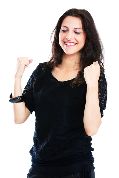 Young woman punching the air — Stock Photo, Image