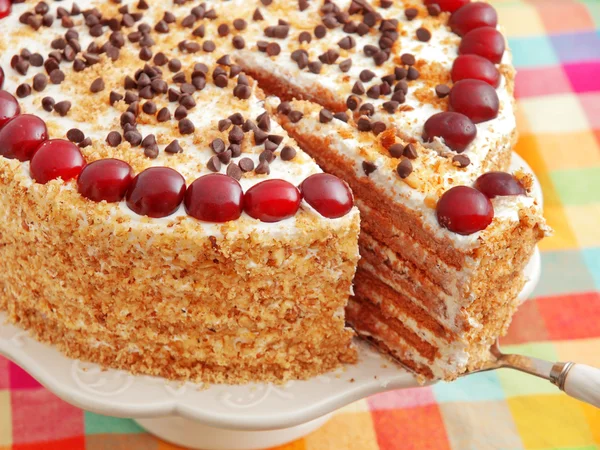 Homemade cake with cherries — Stock Photo, Image