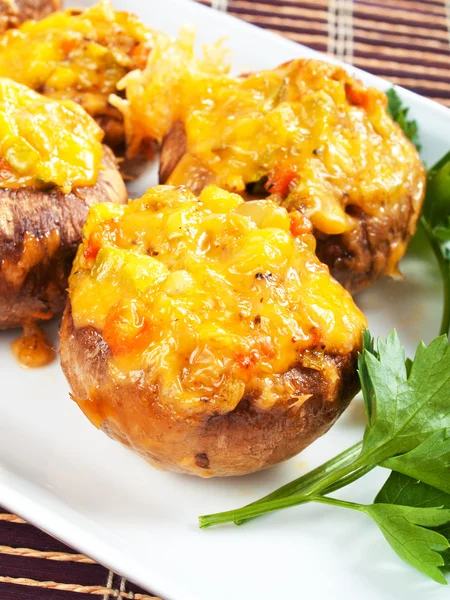 Stuffed mushrooms with cheese — Stock Photo, Image