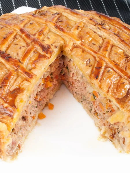 Quiche with meat and carrots — Stock Photo, Image