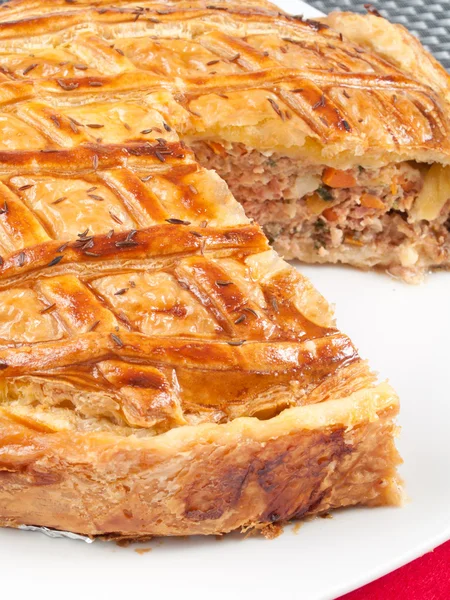 Quiche with meat and carrots — Stock Photo, Image