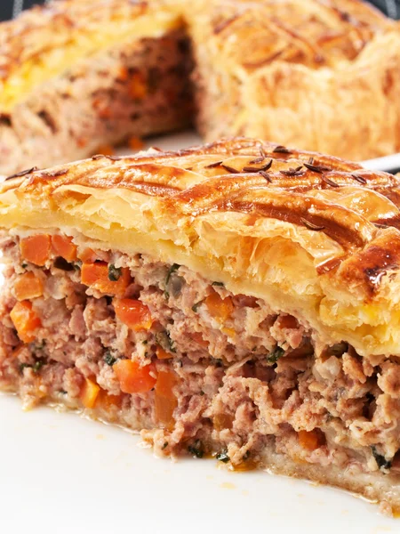 Quiche with meat and carrots — Stock Photo, Image