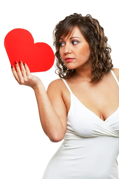 Young attractive woman holding heart — Stock Photo, Image