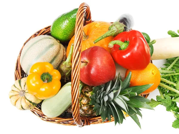 Vegetables and fruits in basket — Stock Photo, Image