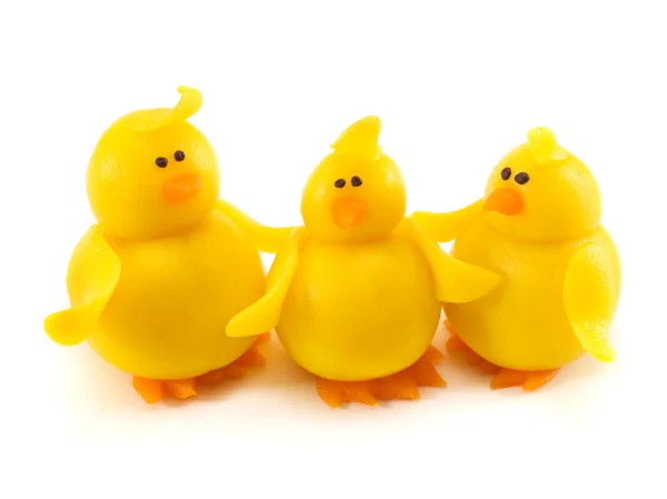 Three chicks of from clay — Stock Photo, Image