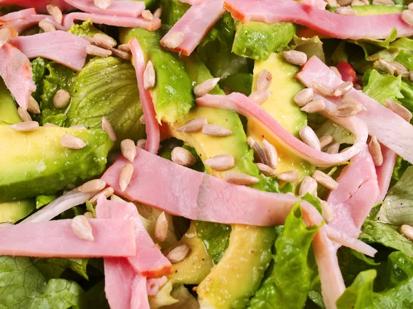 Salad with avocado and ham — Stock Photo, Image