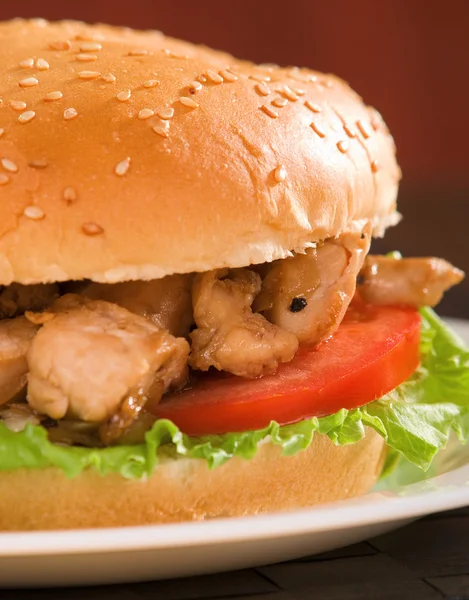 Hamburger with meat and vegetables — Stock Photo, Image