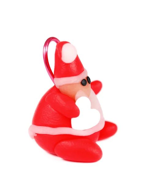 Polymer clay santa, christmas decoration — Stock Photo, Image