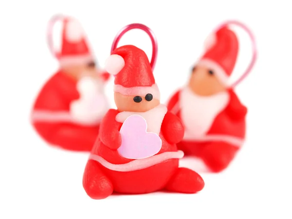 Polymer clay santas, christmas decoration — Stock Photo, Image