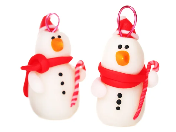 Handmade snowmen, christmas decorations — Stock Photo, Image