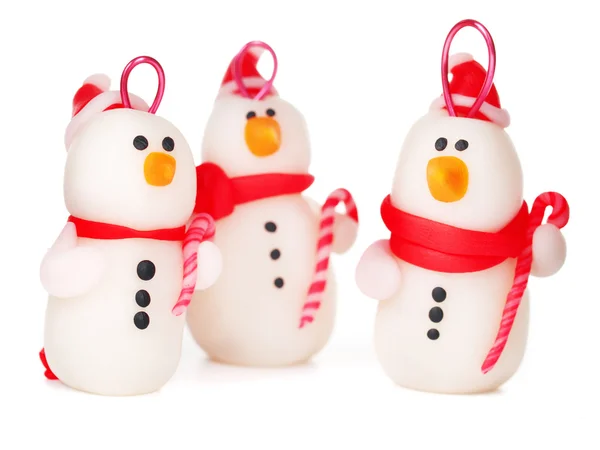 Handmade snowmen, christmas decorations — Stock Photo, Image