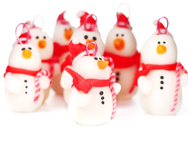 Handmade snowmen, christmas decorations — Stock Photo, Image