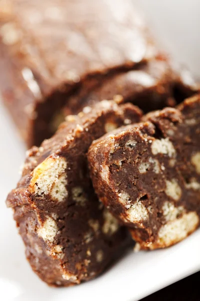 Chocolate salami close-up — Stock Photo, Image