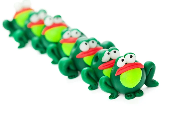 Polimer kil yapılan kurbağalar — Stok fotoğraf