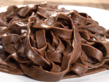 Çikolata tagliatelle yakın çekim