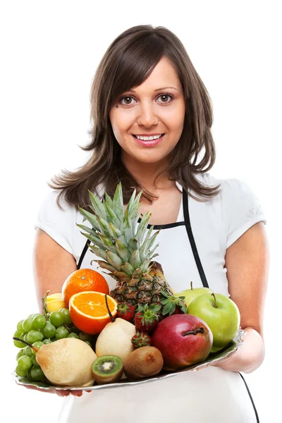 Jovem com frutas — Fotografia de Stock