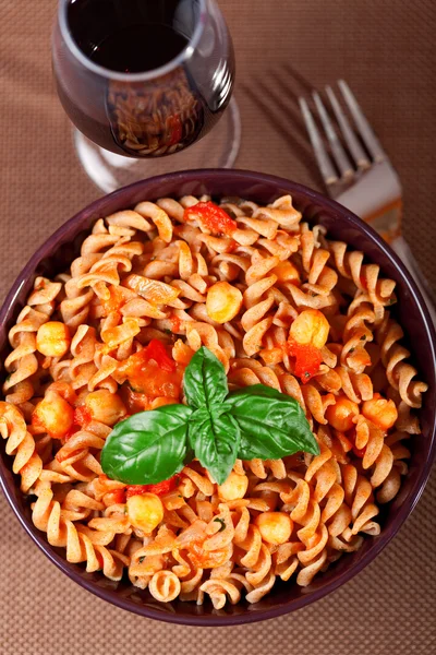 Pasta Collection - Fusilli with chick-peas — Stock Photo, Image