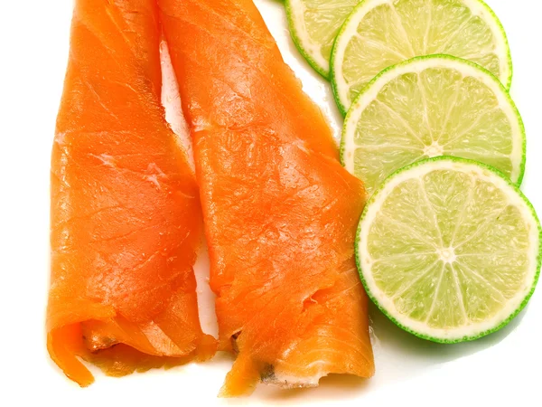 Smoked Salmon with lime — Stock Photo, Image