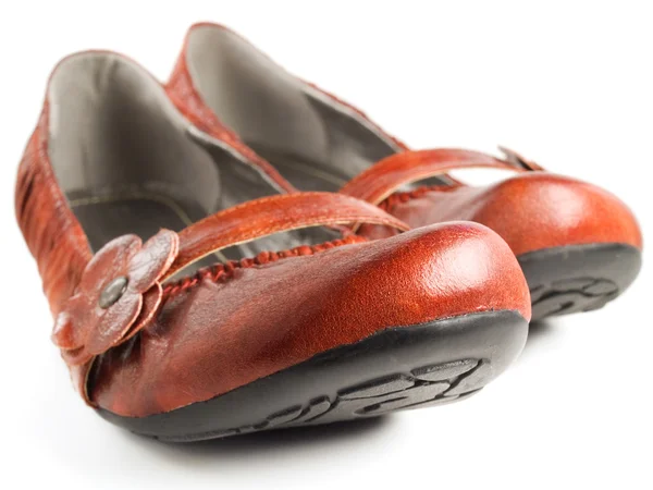 Female leather red shoes — Stock Photo, Image