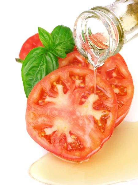 Tomatensalade met basilicum — Stockfoto