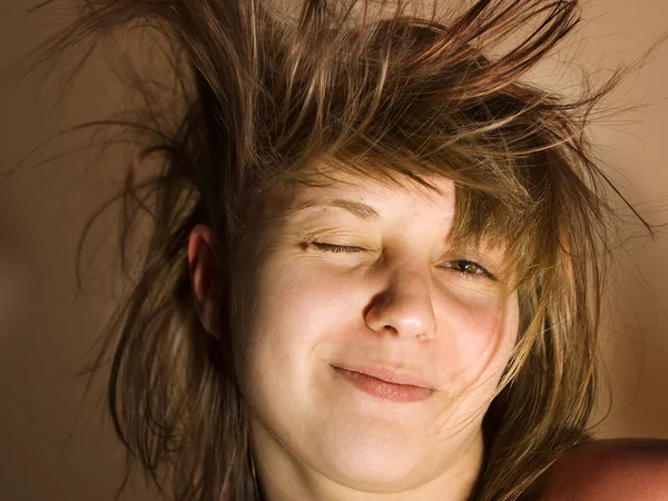 Girl with funny hair Stock Picture