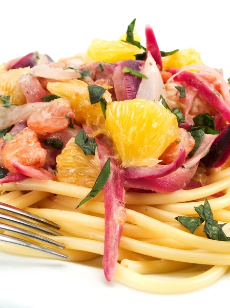 Pasta samling - Linguini med räkor — Stockfoto