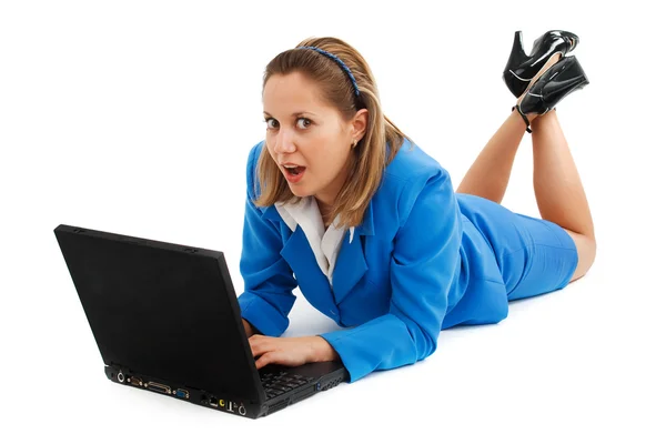 Woman working on laptop — Stock Photo, Image