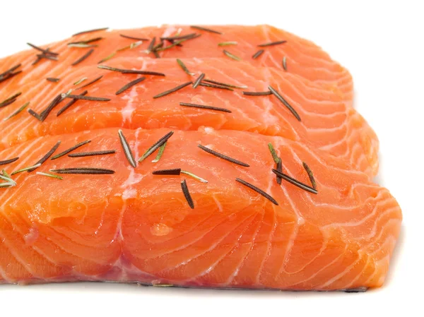 Raw salmon with rosemary — Stock Photo, Image