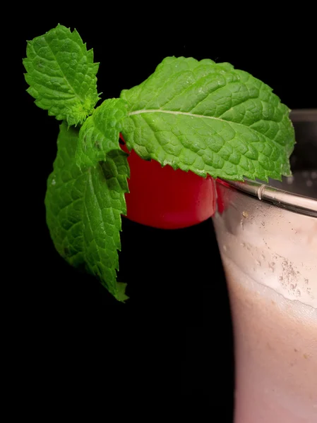 Strawberry Milkshake on black — Stock Photo, Image