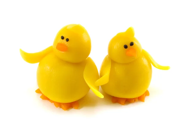 Two Chickens of from clay — Stock Photo, Image