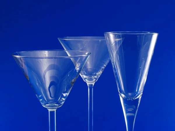Tři sklenky prázdné Martini — Stock fotografie