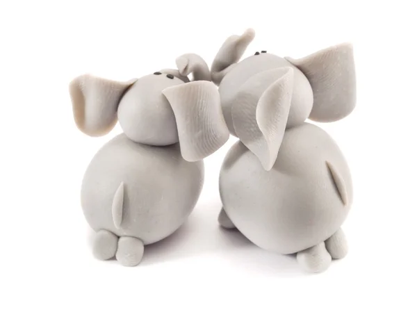 클레이 만든 코끼리 커플 — 스톡 사진