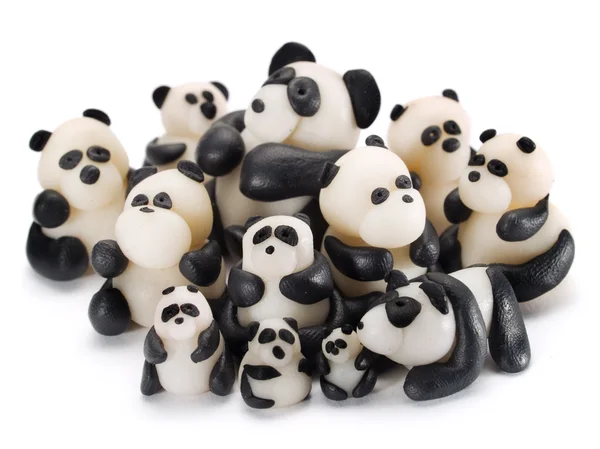 Panda familie gemaakt van klei — Stockfoto