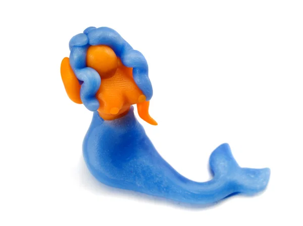 Clay Mermaid izolované na bílém — Stock fotografie