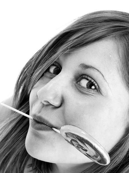 Young woman with lollipop — Stock Photo, Image