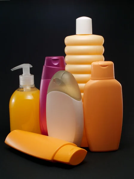 Skupina kosmetických lahví — Stock fotografie