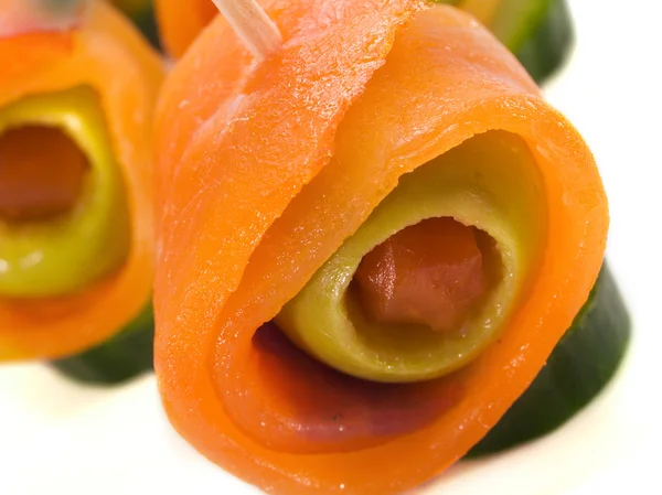 Salmon Rolls with Olive — Stock Photo, Image