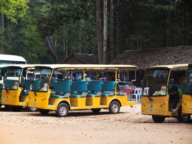 Kamboçyalı açık minibüs sürücüleri