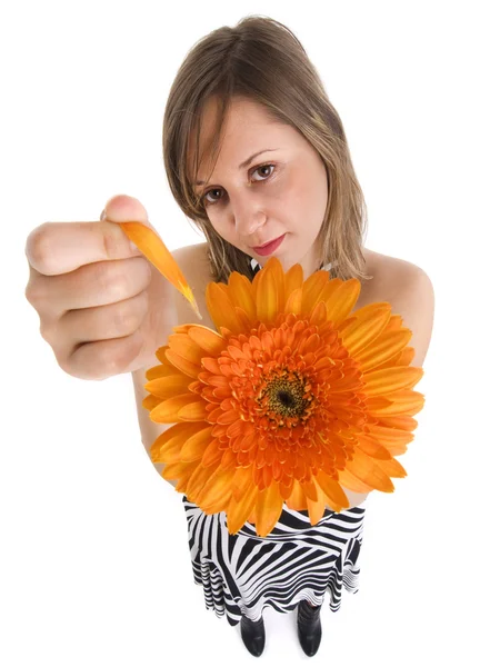 Frau mit Blume — Stockfoto