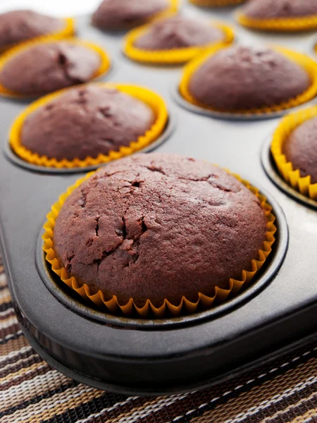 Muffins de chocolate close-up — Fotografia de Stock